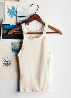 imogene + willie Vintage White Ribbed Racerback Tank|Women Tees + Tanks
