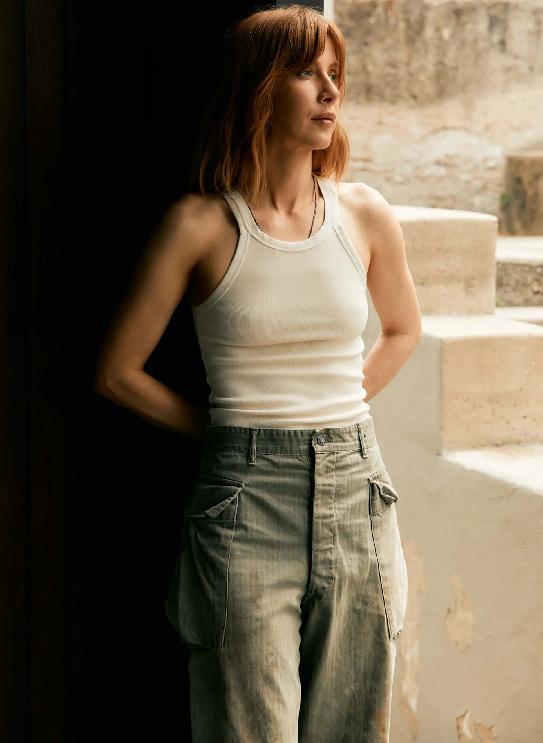 imogene + willie Vintage White Ribbed Racerback Tank|Women Tees + Tanks