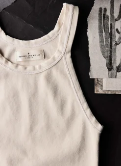 imogene + willie Vintage White Ribbed Racerback Tank|Women Tees + Tanks
